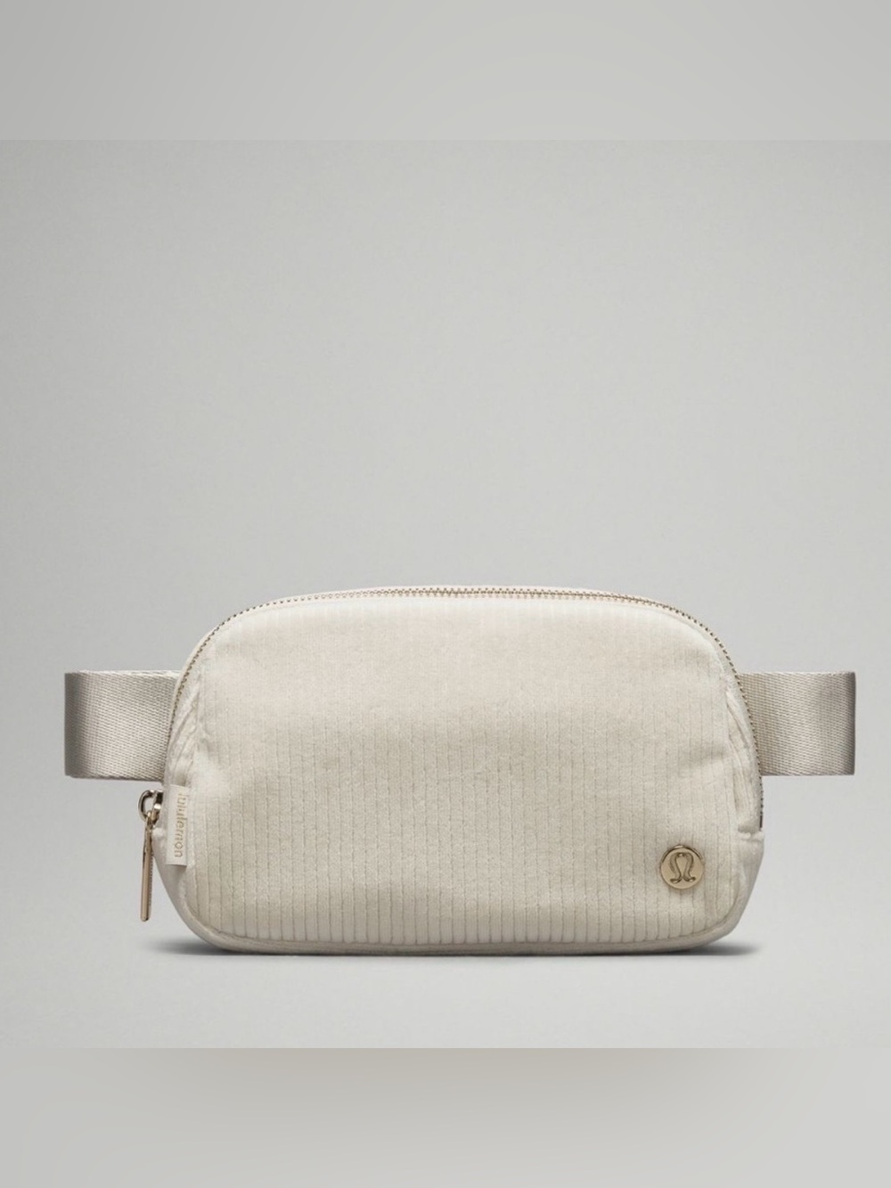 lululemon athletica Cream Corduroy Crossbody Pouch Bone/Gold Logo NEW NWT